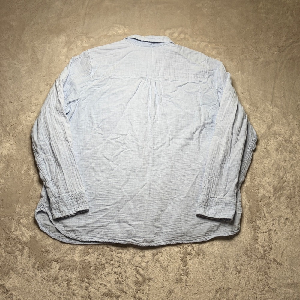 J Crew Cotton Gauze Button Down Shirt Womens XXL Blue‎ Preppy Coastal Minimalist - Picture 2 of 7